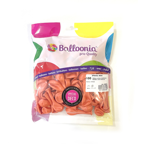 BOLSA 100 GLOBOS 40CM NARANJA METALIZADO