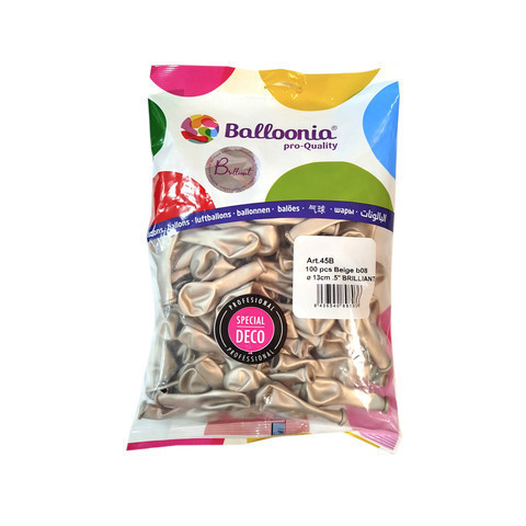 BOLSA 100 GLOBOS 42CM BEIGE BRILL