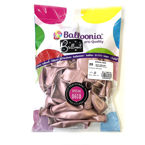 [8436540896025] BOLSA 25 GLOBOS 94CM PERIM ORO ROSADO BR