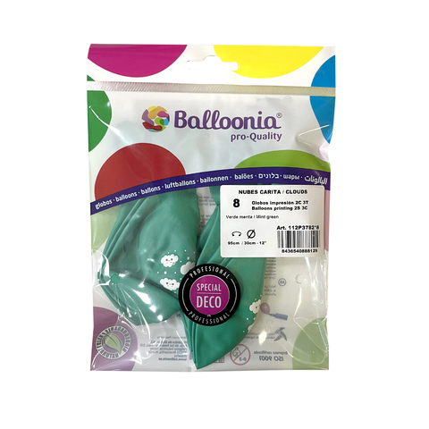 B8 GLOBOS 95CM NUBES CARITA VERDE MENTA