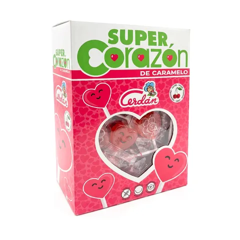 [8410805008422] PIRULETAS SUPER CORAZON CEREZA 16.2GR 80
